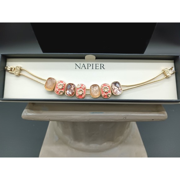 Napier Boxed Flower Pattern Slide Bracelet - Picture 1 of 2